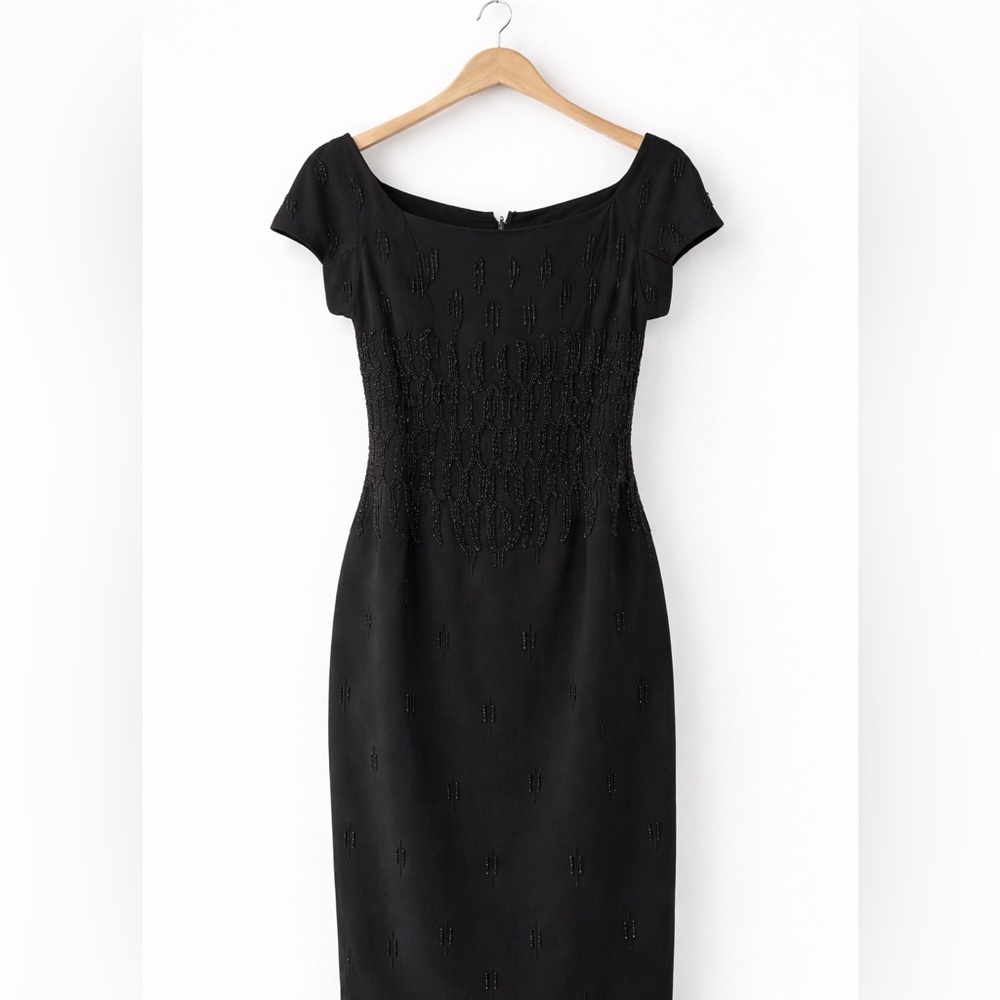 Vintage Mme Zena Black Beaded Cocktail Dress Geary St San Francisco